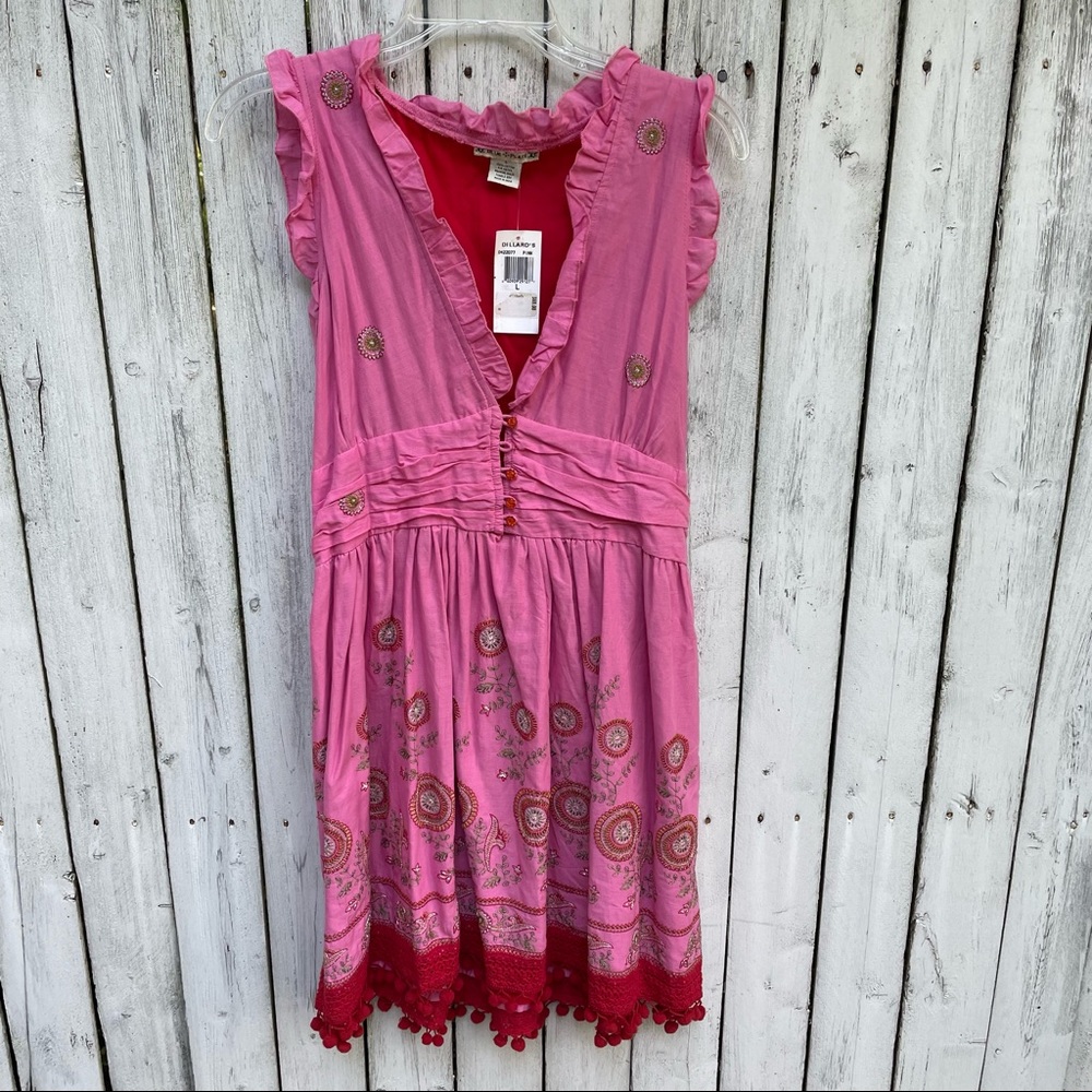 Vintage pink cotton boho hippie festival dress Nwt L